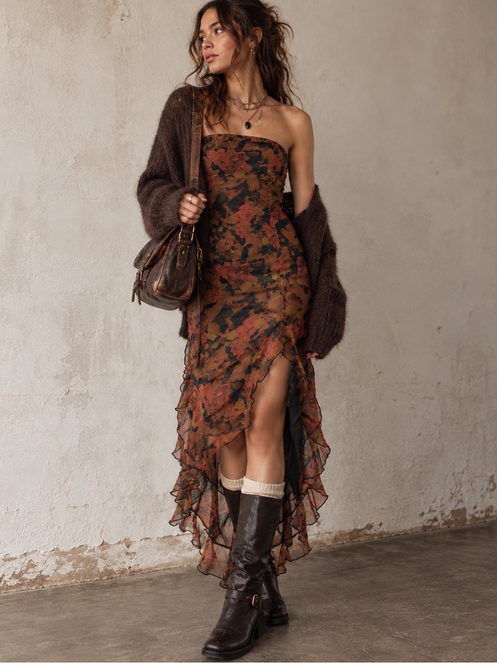 Urban Outfitters Rosie Floral Strapless Ruffle Dress S Fairy Grunge Whimsigoth